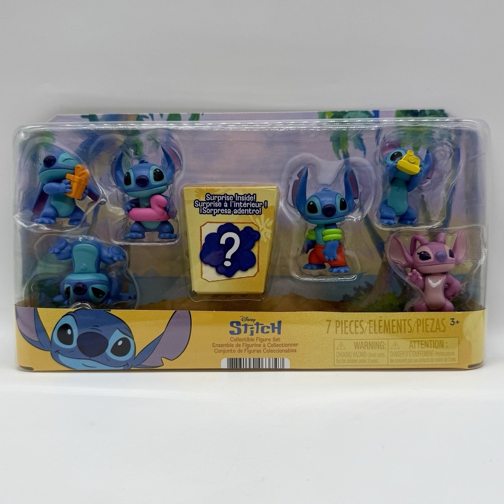 Disney Lilo & Stitch Collectible Figure Set 7 Pieces Just Play Angel Mystery New